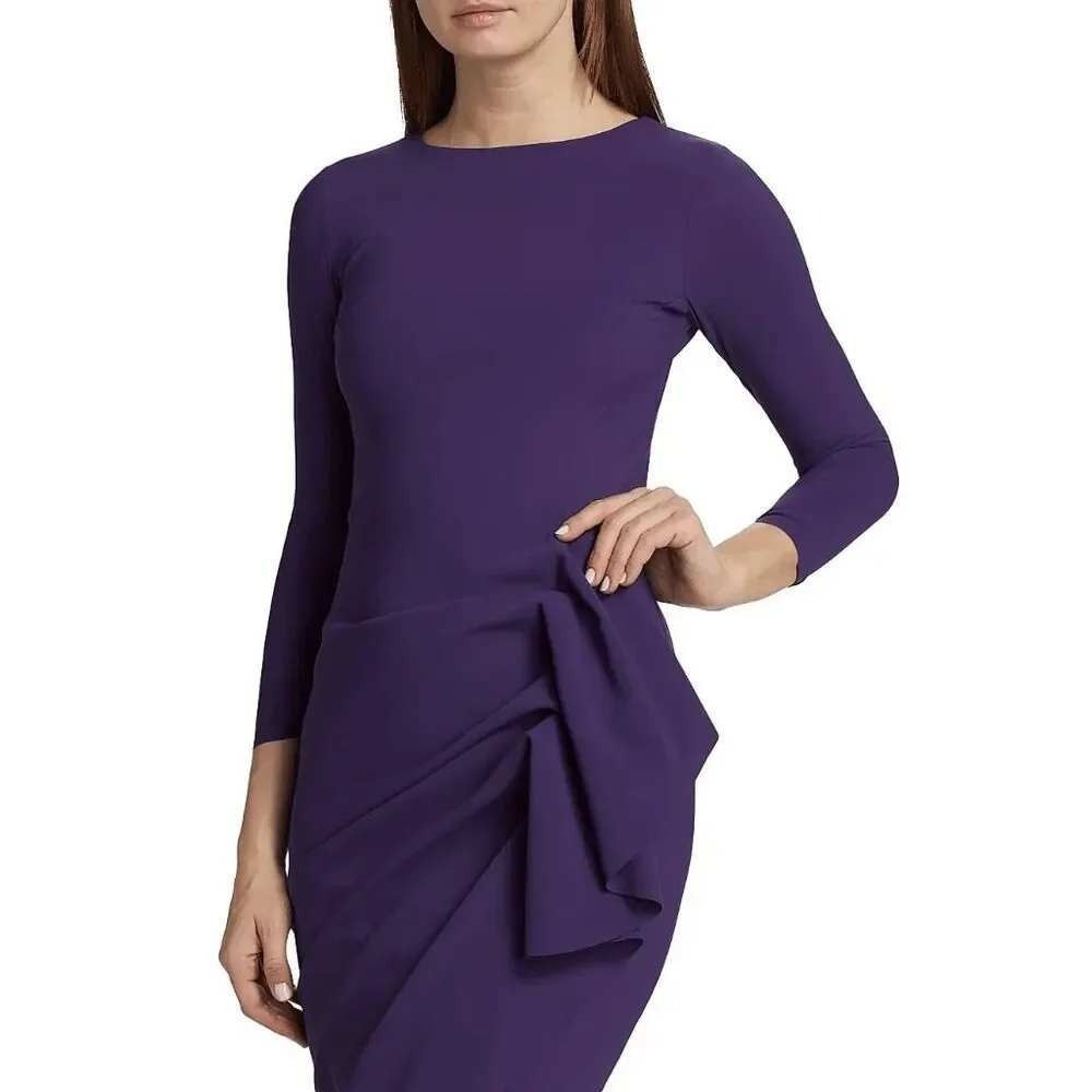 Chiara Boni La Petite Robe Purple Ruched Midi Dress Luxury Quiet Luxury Designer